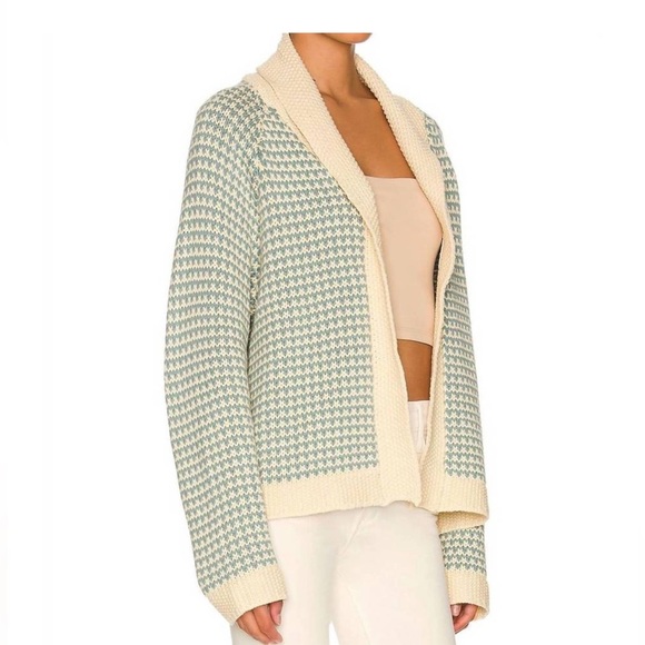 THE GREAT. the minicheck lodge cardigan in morning sky 0 XS - Picture 5 of 10